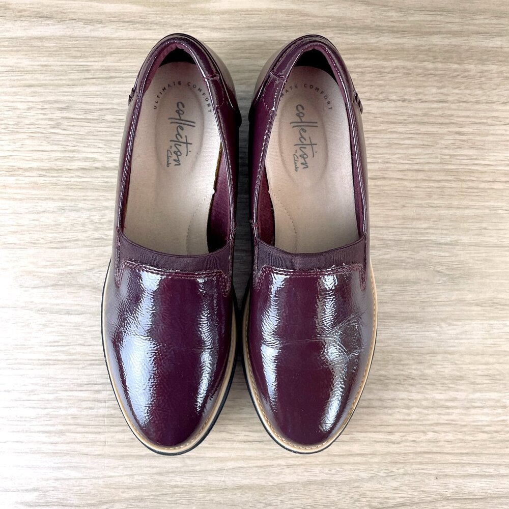 Clarks Sharon Dolly Burgundy slip-ons - size 7.5 medium - Picture 7 of 11